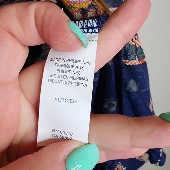 NWT Lucky Brand Persian Carpet Scoop Neck Short Sleeve Tee Shirt Navy XL - Picture 16 of 16